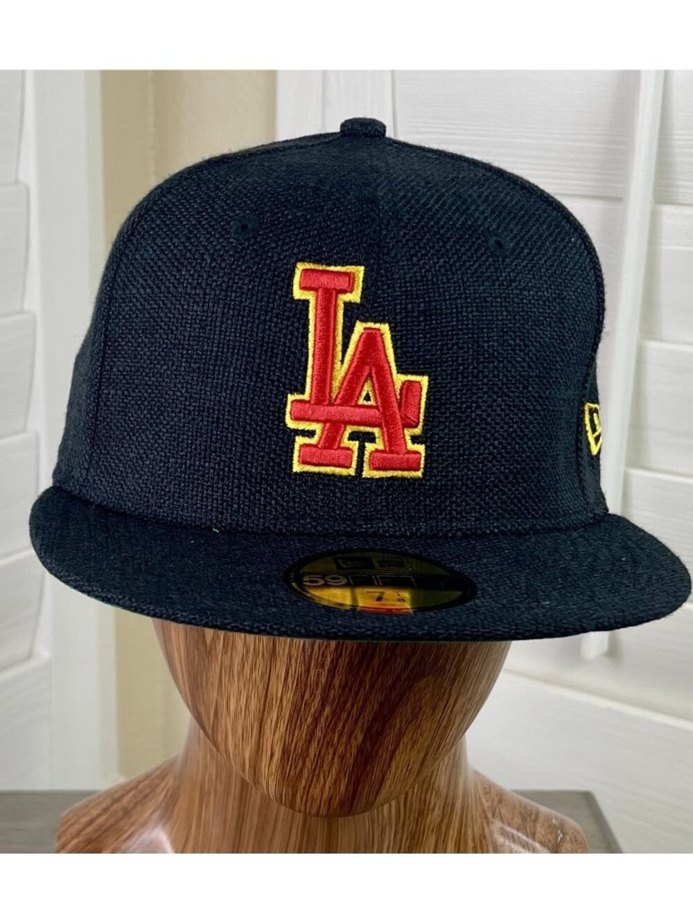 New Era 59Fifty MLB Los Angeles Dodgers Hemp Black/Red Fitted Hat Size 7 1/8 New